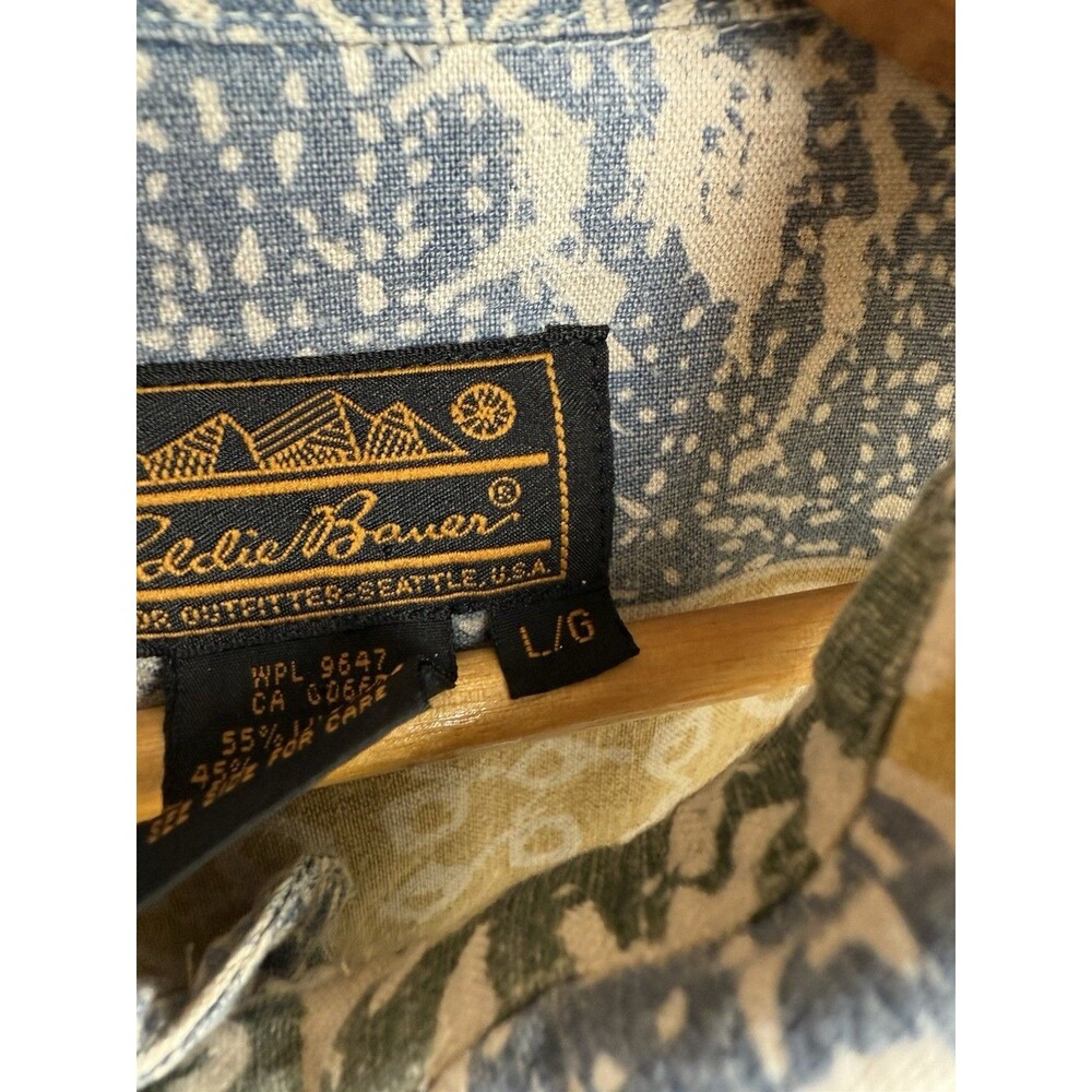 Vintage 90s Eddie Bauer Hawaiian Button Up Shirt | Cotton Blend | Large | - Picture 10 of 10